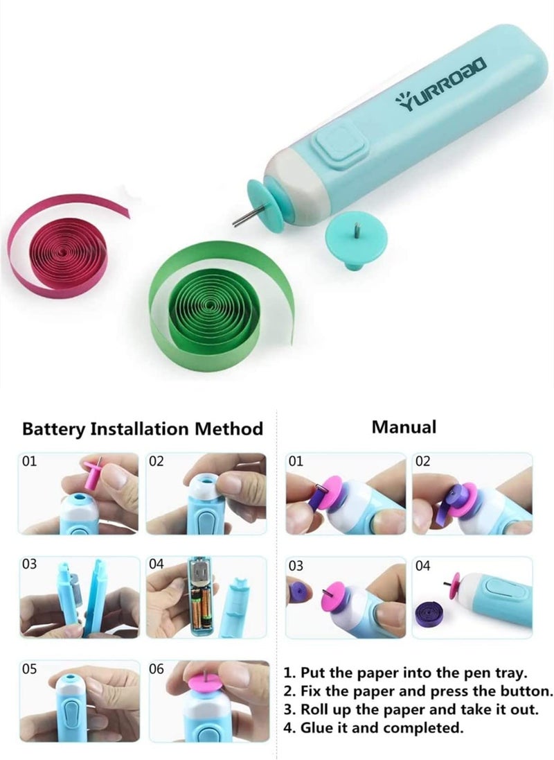YURROAD Quilling Kit with 1860 Paper Strips 39cm/54cm and Quilling Tools Like Quilling Pen Slotted Tool Paper Rolling Electric Pen Template Board Quilling DIY Tool Grid Guide Paper Design Drawings Scissors - Image 5